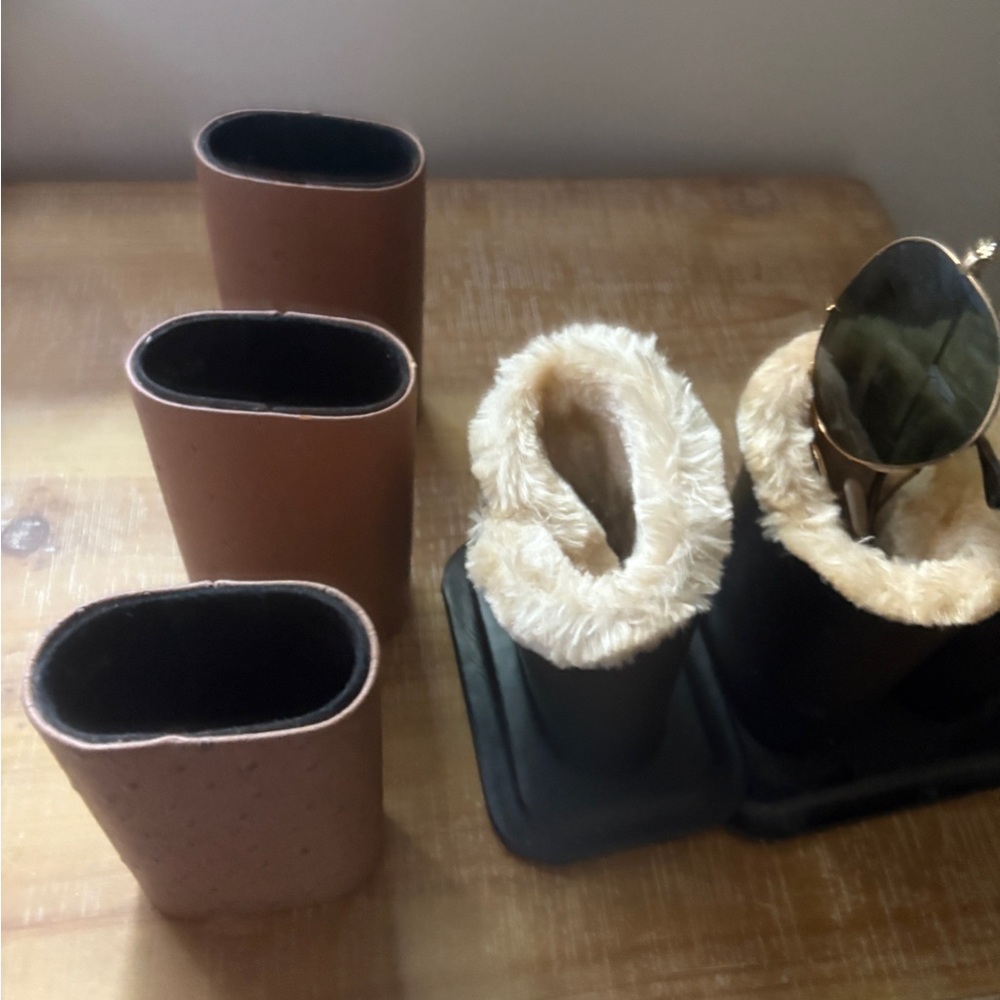 Brown and Black Faux Fur Lined eyeglass and/or sunglass holders.